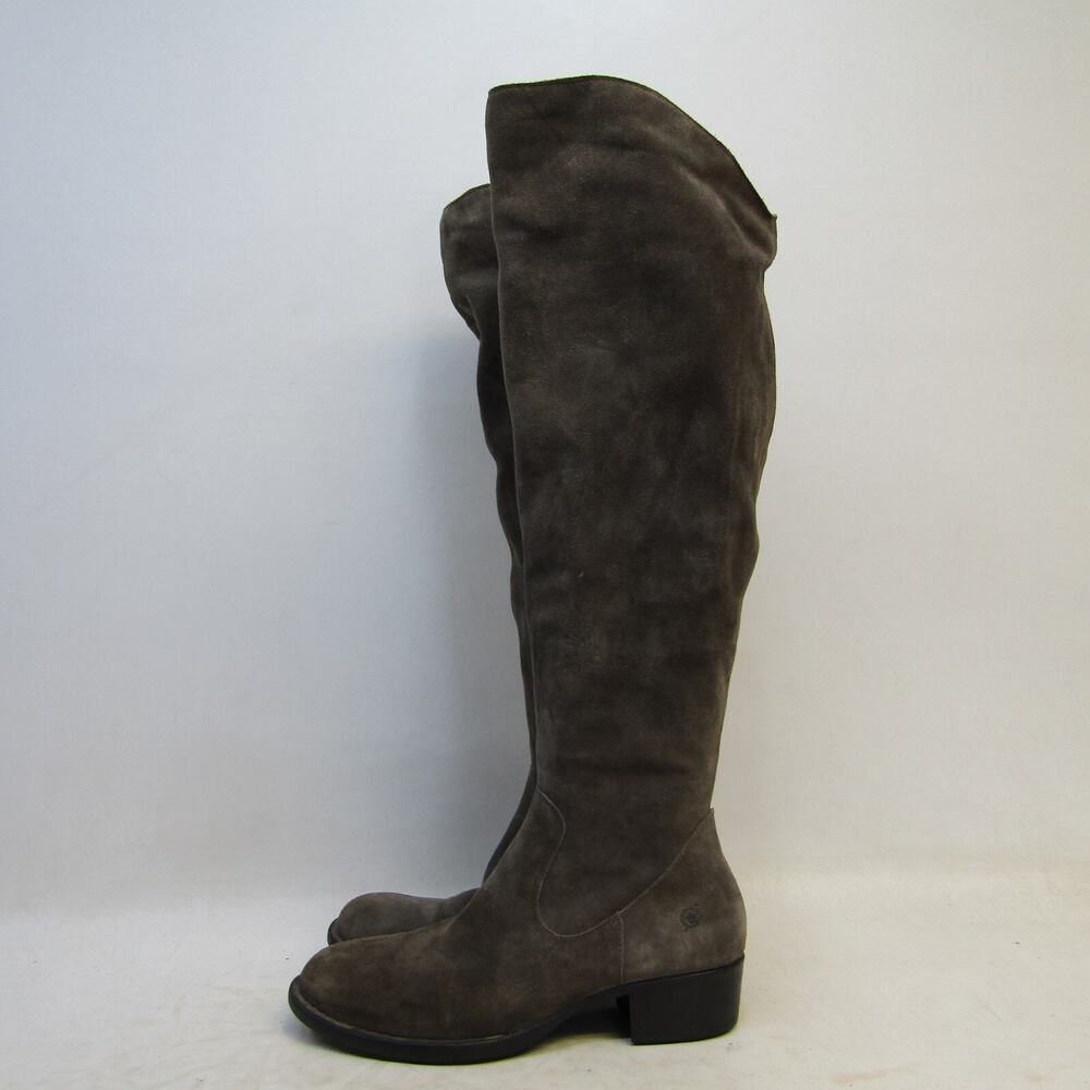Born Womens Sz 8.5 M Gray Suede Zip Fashion 20" Shaft Knee High Boots